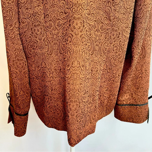 Drapers And Damons Rust Orange Floral Paisley Open Front Blazer Jacket Size 14 - Picture 10 of 12